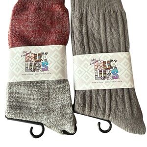 Muk Luks Women’s Socks - Red and Gray
